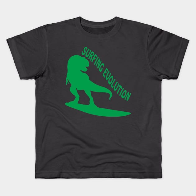 Surfing Evolution - Dinosaurs Born To Surf Kids T-Shirt by FunkyKex